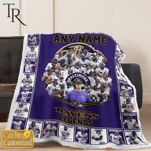 Custom Name Baltimore Ravens Legends Fleece Blanket