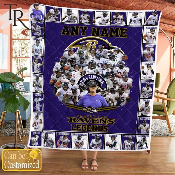 Custom Name Baltimore Ravens Legends Fleece Blanket