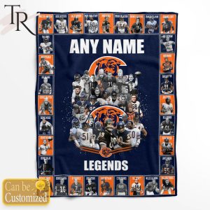 Custom Name Chicago Bears Legends Fleece Blanket