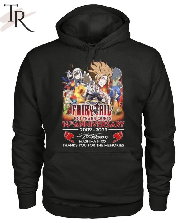 Fairy Tail 100 Years Quets 14th Anniversary 2009 – 2023 Mashima Hiro Thanks You For The Memories T-Shirt