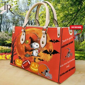 Cleveland Browns NFL Snoopy Halloween Women Leather Hand Bag