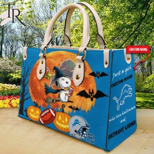 Detroit Lions NFL Snoopy Halloween Women Leather Hand Bag