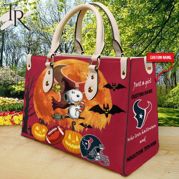 Houston Texans NFL Snoopy Halloween Women Leather Hand Bag