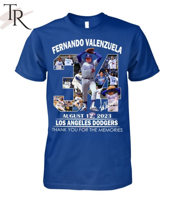 Fernando Valenzuela August 12, 2023 Los Angeles Dodgers Thank You For The Memories T-Shirt