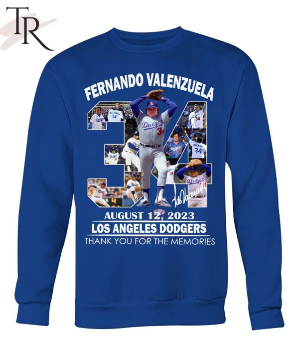 Fernando Valenzuela August 12, 2023 Los Angeles Dodgers Thank You For The Memories T-Shirt