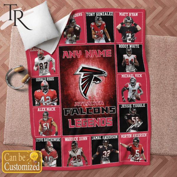 Custom Name Atlanta Falcons Legends Fleece Blanket