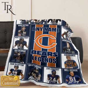 Custom Name Chicago Bears Legends Fleece Blanket