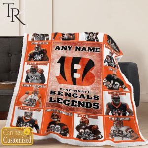 Custom Name Cincinati Bengals Legends Fleece Blanket
