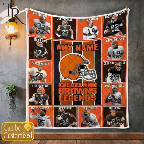Custom Name Cleveland Browns Legends Fleece Blanket