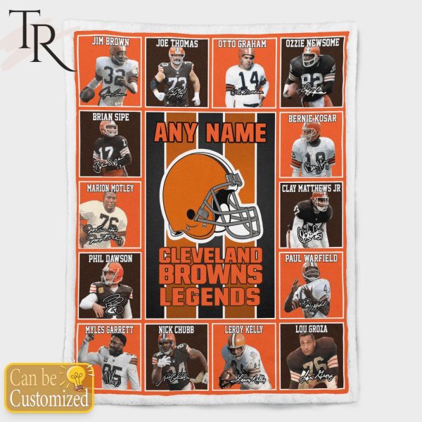 Custom Name Cleveland Browns Legends Fleece Blanket