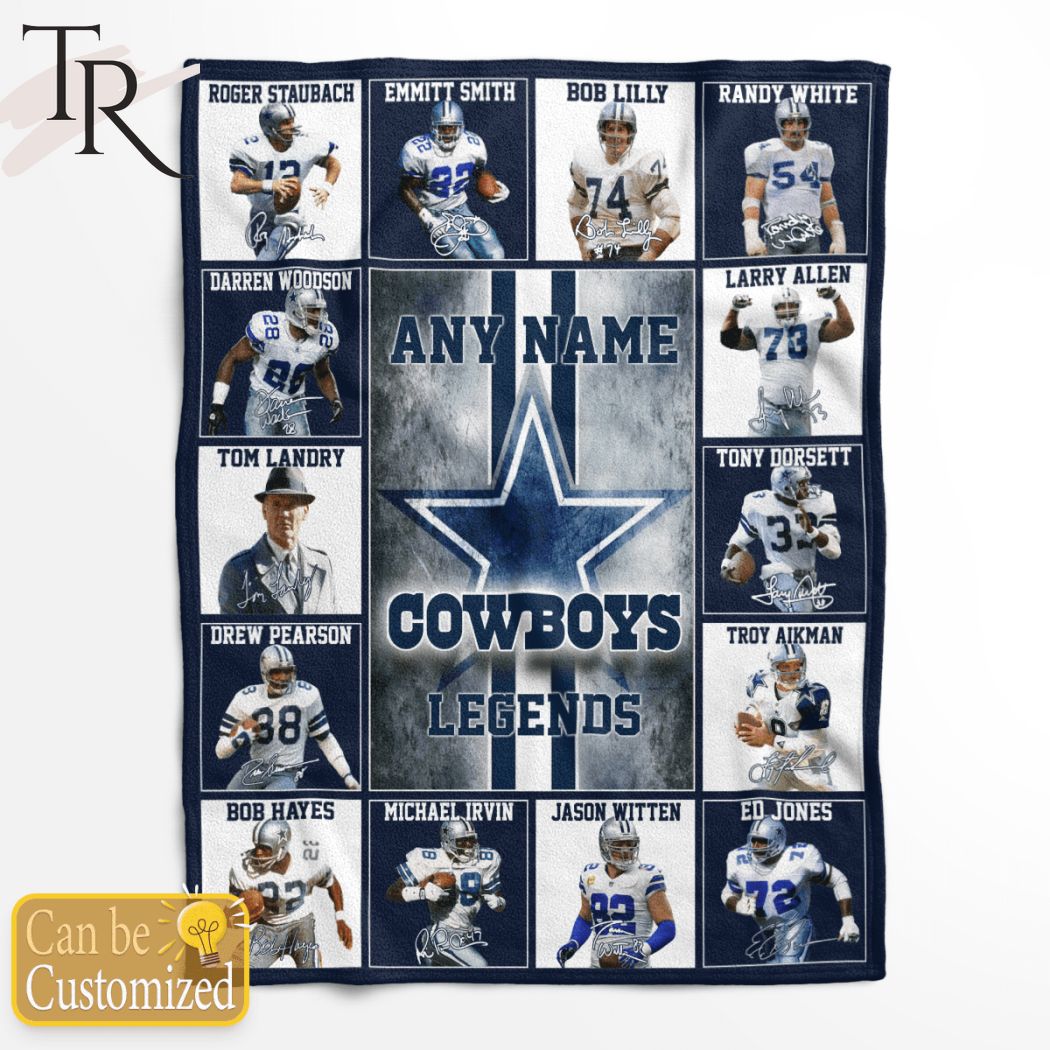Custom Name Dallas Cowboys Legends Fleece Blanket - Torunstyle