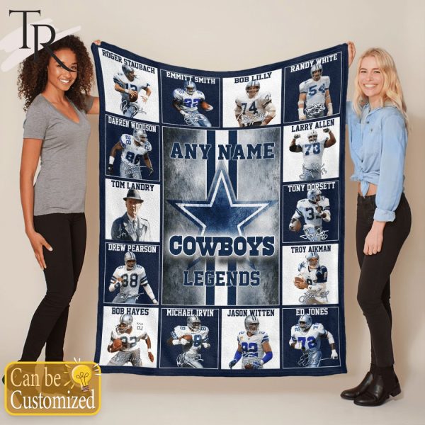 Custom Name Dallas Cowboys Legends Fleece Blanket