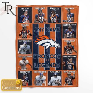 Custom Name Denver Broncos Legends Fleece Blanket