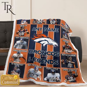 Custom Name Denver Broncos Legends Fleece Blanket
