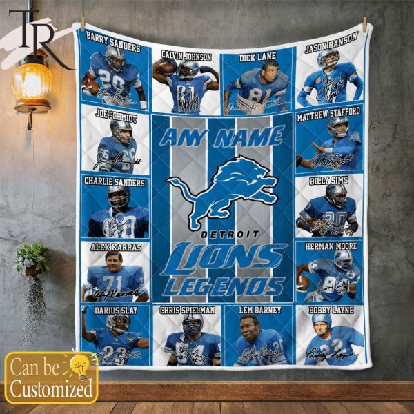 Custom Name Detroit Lions Legends Fleece Blanket