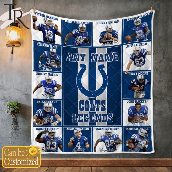 Custom Name Indianapolis Colts Legends Fleece Blanket