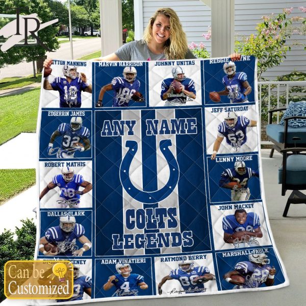 Custom Name Indianapolis Colts Legends Fleece Blanket