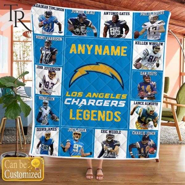 Custom Name Los Angeles Chargers Legends Fleece Blanket