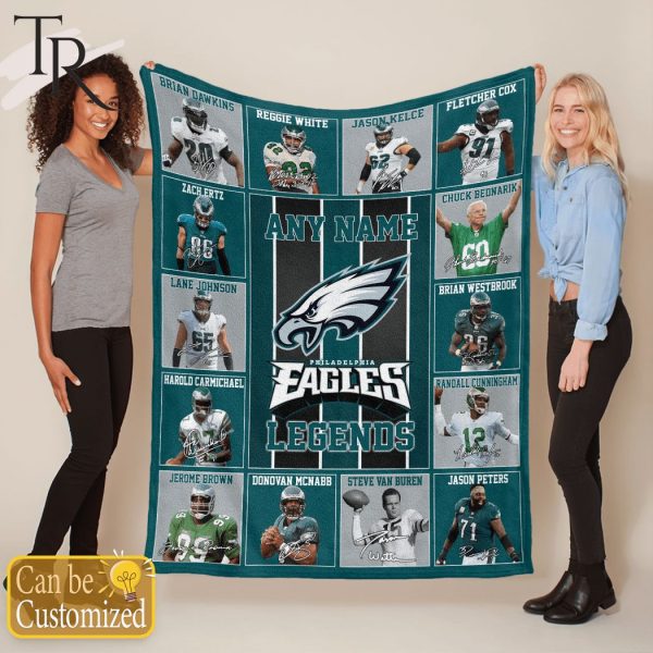 Custom Name Philadelphia Eagles Legends Fleece Blanket
