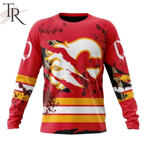 NHL Calgary Flames Specialized Design Jersey With Your Ribs For Halloween Hoodie