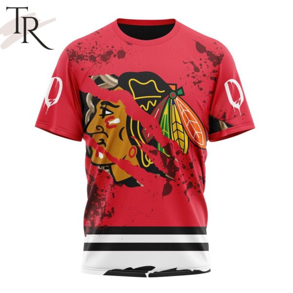 NHL Chicago BlackHawks Specialized Design Jersey With Your Ribs For Halloween Hoodie