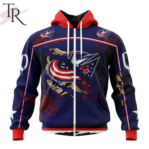 NHL Columbus Blue Jackets Specialized Design Jersey With Your Ribs For Halloween Hoodie