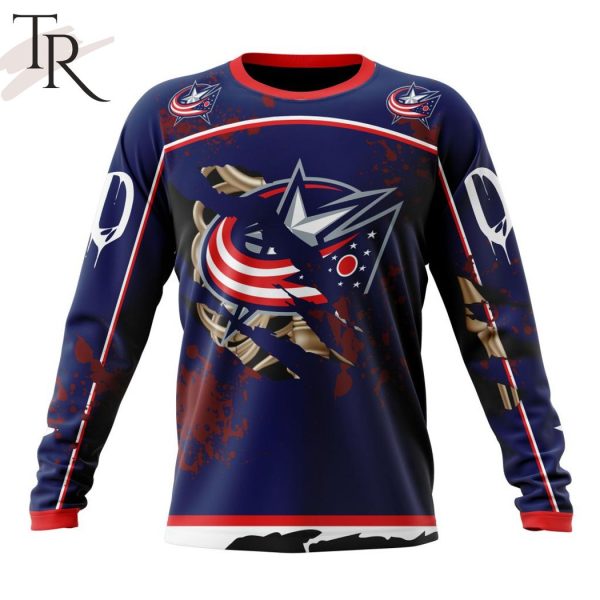 NHL Columbus Blue Jackets Specialized Design Jersey With Your Ribs For Halloween Hoodie