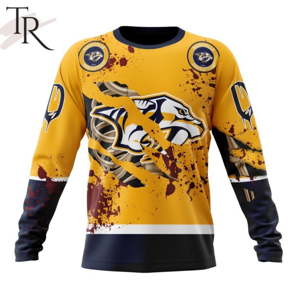 NHL Nashville Predators Specialized Design Jersey With Your Ribs For Halloween Hoodie