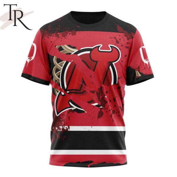 NHL New Jersey Devils Specialized Design Jersey With Your Ribs For Halloween Hoodie