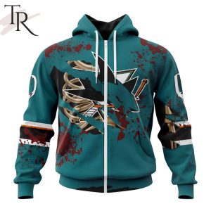 NHL San Jose Sharks Specialized Design Jersey With Your Ribs For Halloween Hoodie