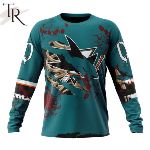 NHL San Jose Sharks Specialized Design Jersey With Your Ribs For Halloween Hoodie