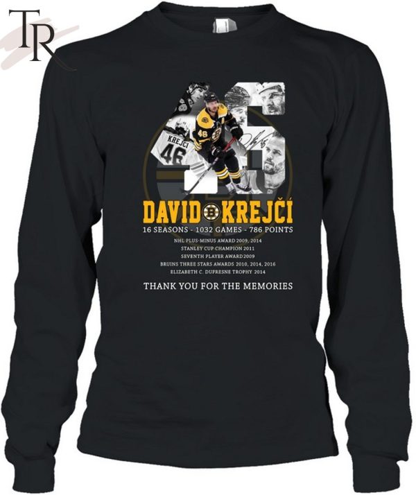 David Krejci 16 Seasons – 1032 Games – 786 Points Thank You For The Memories T-Shirt