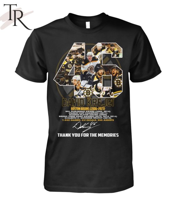 David Krejci Boston Bruins 2006 – 2023 Thank You For The Memories T-Shirt