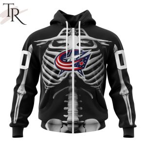 NHL Columbus Blue Jackets Special Skeleton Costume For Halloween Hoodie