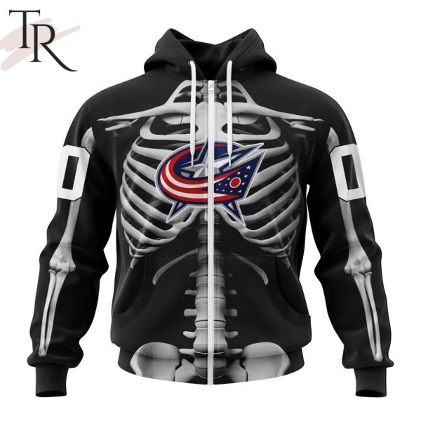 NHL Columbus Blue Jackets Special Skeleton Costume For Halloween Hoodie