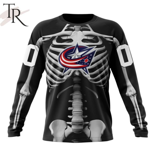 NHL Columbus Blue Jackets Special Skeleton Costume For Halloween Hoodie