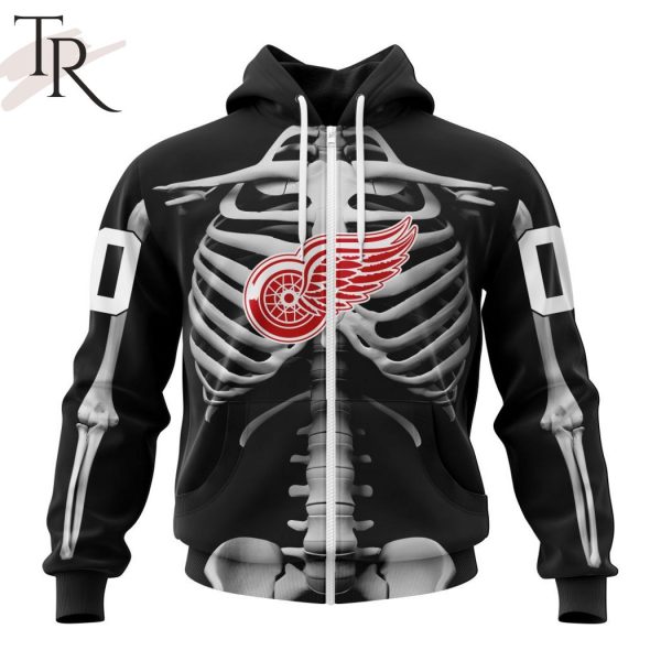 NHL Detroit Red Wings Special Skeleton Costume For Halloween Hoodie