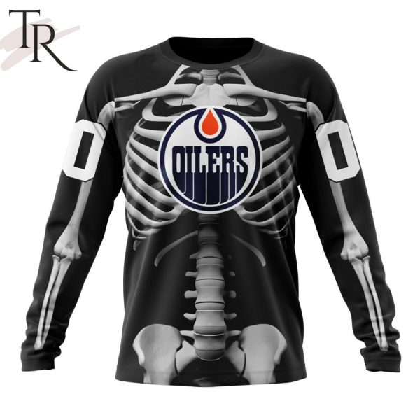 NHL Edmonton Oilers Special Skeleton Costume For Halloween Hoodie
