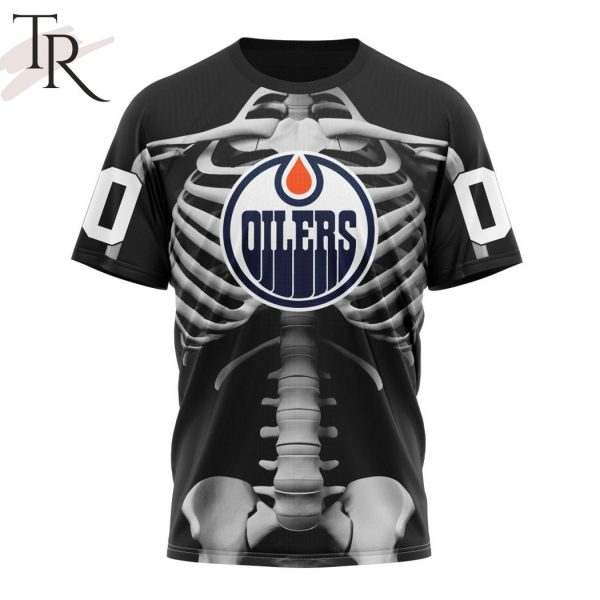 NHL Edmonton Oilers Special Skeleton Costume For Halloween Hoodie