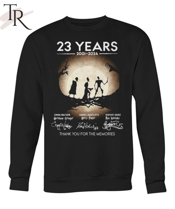 23 Years 2001 – 2024 Emma Watson And Daniel Radcliffe And Rupert Grint Thank You For The Memories T-Shirt