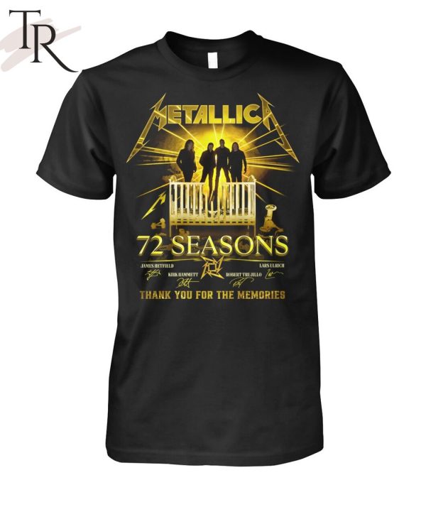 Metallica 72 Seasons James Hetfield And Kirk Hammett And Robert Trujillo And Lars Ulrich Thank You For The Memories T-Shirt