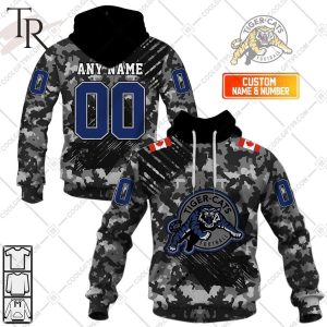 Personalized CFL Hamilton Tiger Cats Special Camo Armed Forces Design Hoodie
