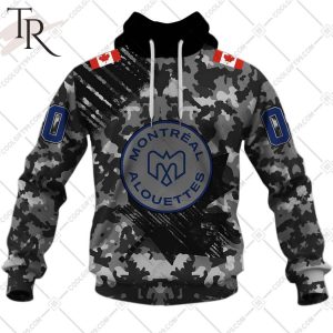 Personalized CFL Montreal Alouettes Special Camo Armed Forces Design Hoodie