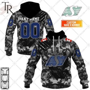 Personalized CFL Saskatchewan Roughriders Special Camo Armed Forces Design Hoodie