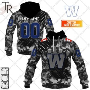 Personalized CFL Winnipeg Blue Bombers Special Camo Armed Forces Design Hoodie