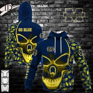 NCAA Michigan Football 3D Neon Skull Design Hoodie