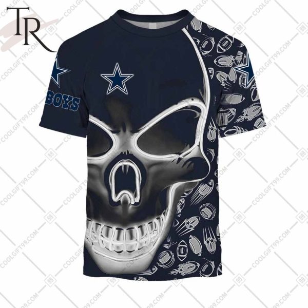 NFL Dallas Cowboys 3D Neon Skull Design Hoodie