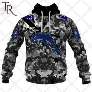 Personalized NRL Dolphins Special Camo Military Flag Hoodie