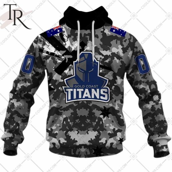 Personalized NRL Gold Coast Titans Special Camo Military Flag Hoodie