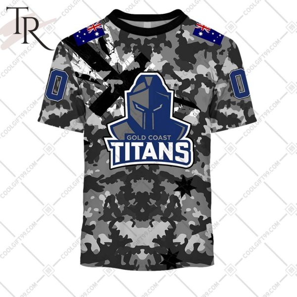 Personalized NRL Gold Coast Titans Special Camo Military Flag Hoodie